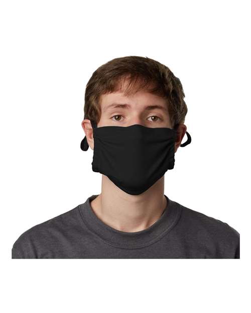 Hanes MKPKPR 2-Ply Polyester Pocket Face Mask - Black