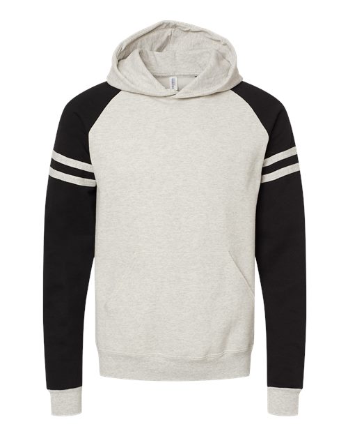 JERZEES 97CR Unisex Nublend® Varsity Colorblocked Raglan Hooded Sweatshirt - Oatmeal Heather/ Black Ink