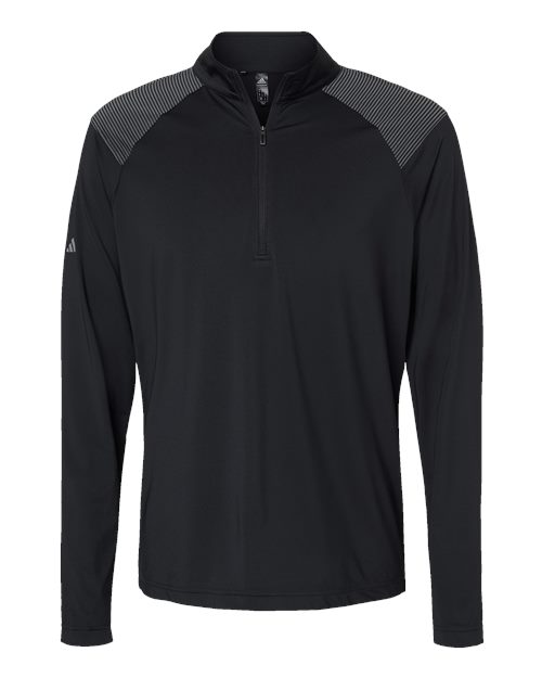 Adidas A520 Men's Ultimate365 Lightweight Shoulder Stripe Quarter-Zip Pullover - Black
