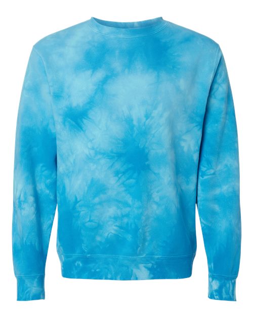 Independent Trading Co. PRM3500TD Unisex Midweight Tie-Dyed Crewneck Sweatshirt - Tie Dye Aqua Blue