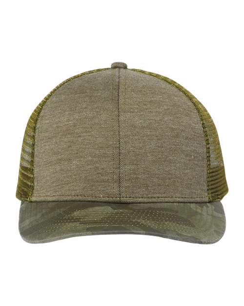 DRI DUCK 3358 Pique Trucker Cap - Olive/ Camo