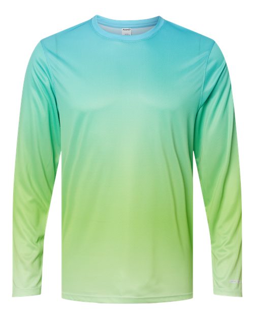 Paragon 225 Unisex Barbados Performance Pin Dot Long Sleeve T-Shirt - Aqua Blue/ Light Lime