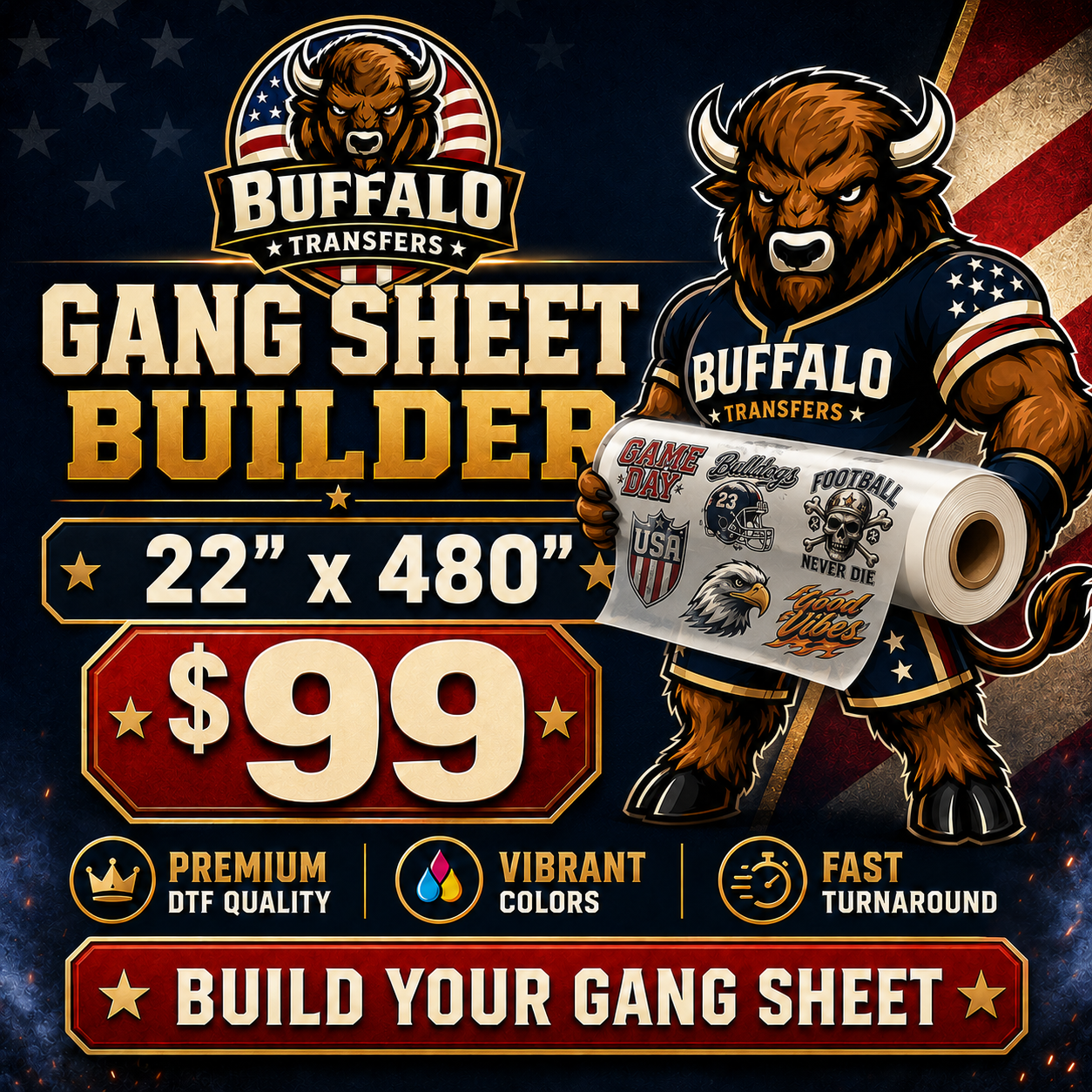 Upload DTF Transfer Gang Sheets