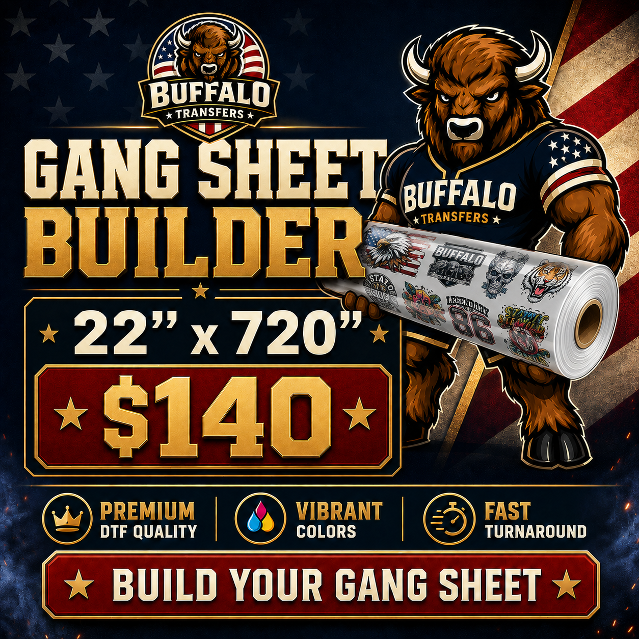 Build DTF Transfers Gang Sheet